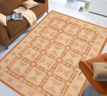 handmade Transitional Kafkaz Chobi Ziegler Rust Tan Hand Knotted RECTANGLE 100% WOOL area rug 6 x 9